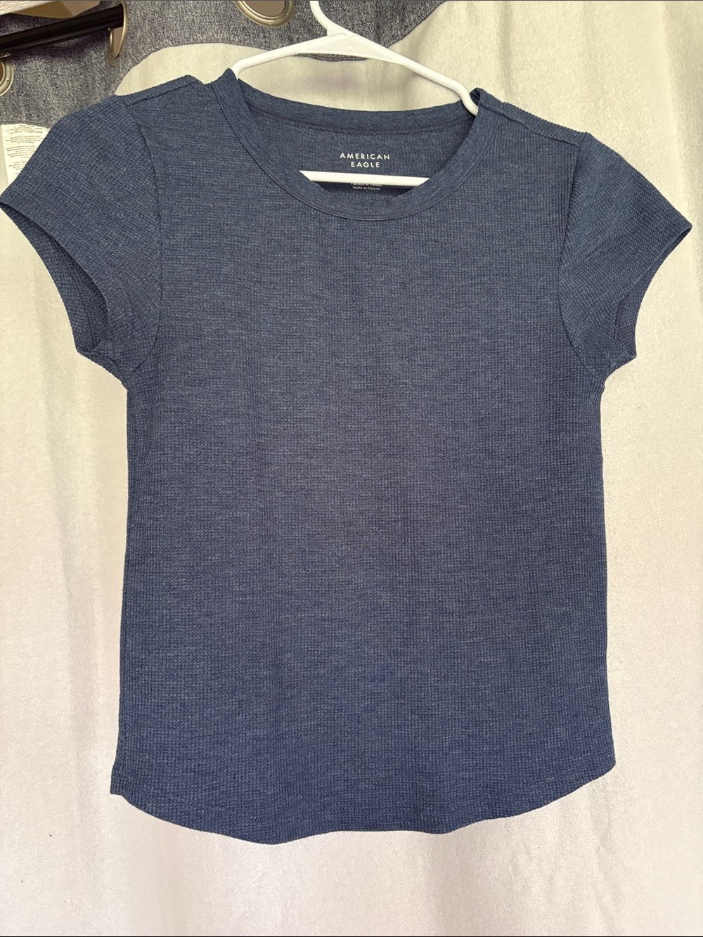 American Eagle Outfitters Navy Ribbed Short Sleeve Tee
